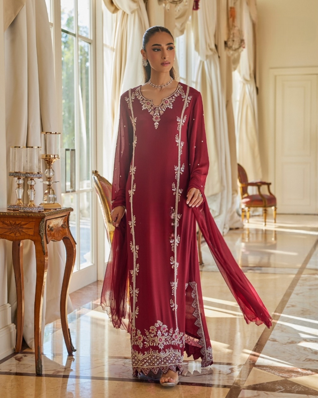 Designer Partywear Pakistani Jalabiya Suit Set/Long Kaftan