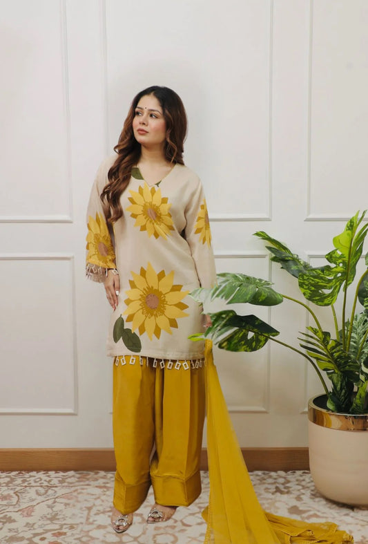 Designer Partywear Pure Crepe Farshi Salwar Suit