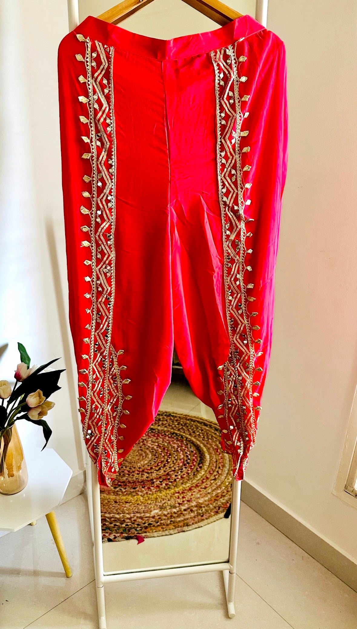 Orange And Red Trending Ombre Heavy Gota Patti And Mirror Work Pure Crepe Kaftan Set