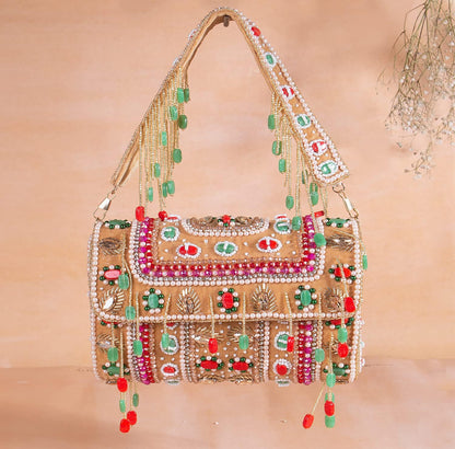 Partywear Luxe Multicolored Beaded Flap Bag