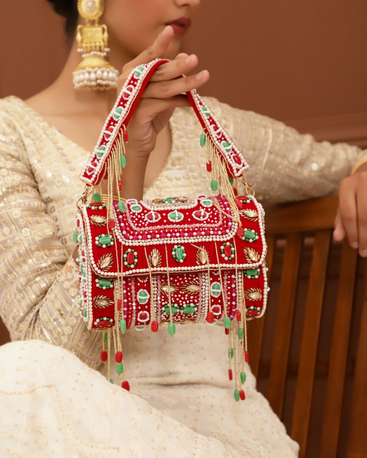 Partywear Luxe Multicolored Beaded Flap Bag