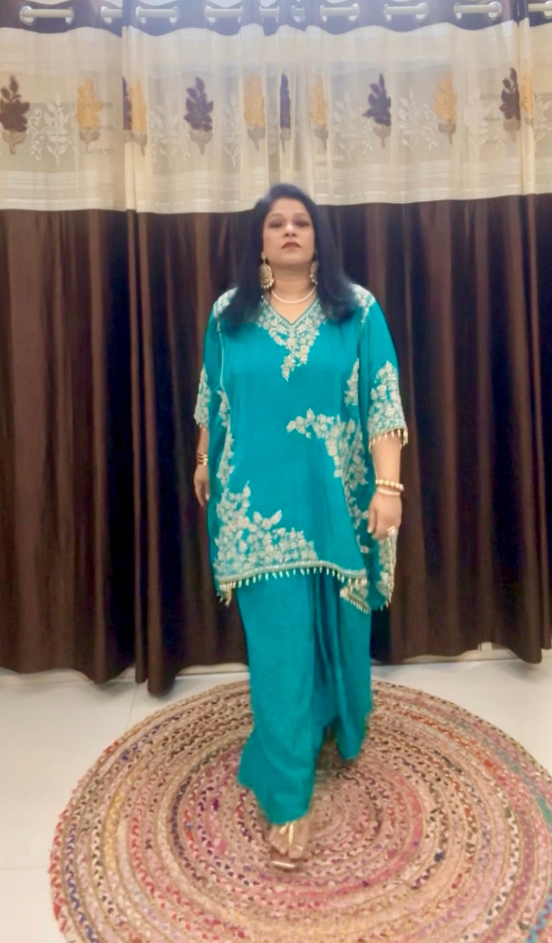 Partywear designer kaftan tunic with dhoti skirt