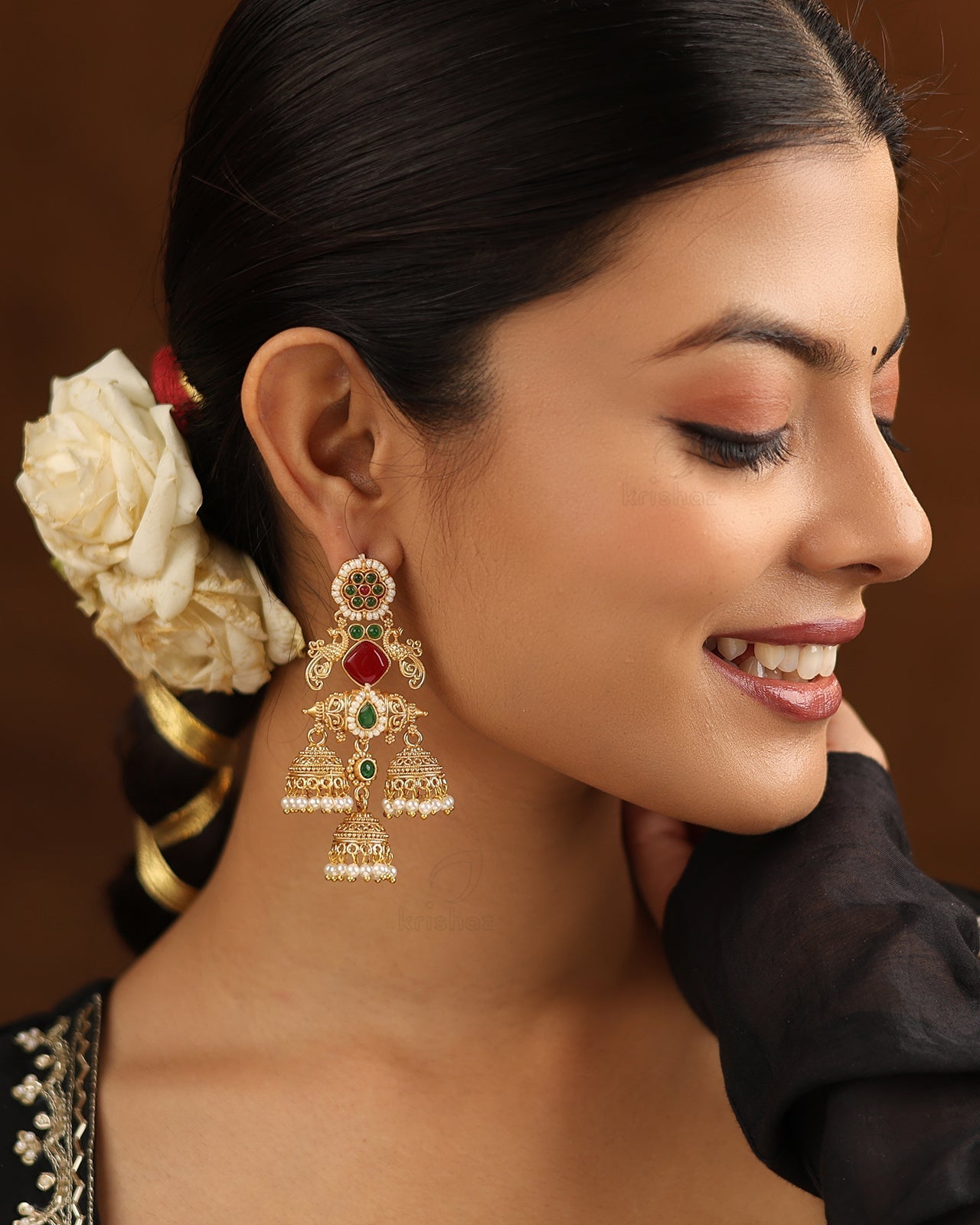 Partywear Designer Gold Polish Brass Viral Kashmiri Jhumka Earrings