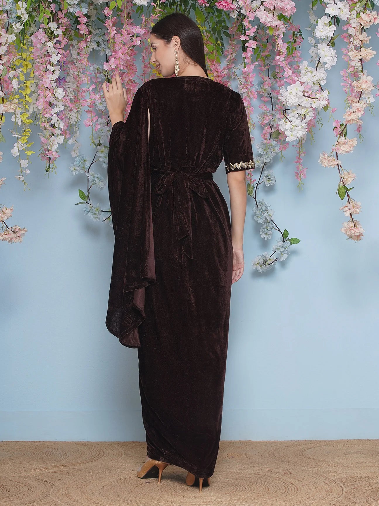 Designer Partywear Velvet Drape Style Gown