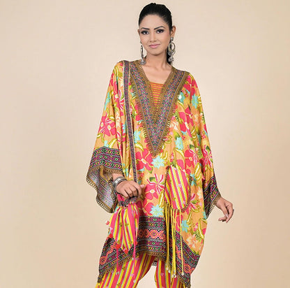 Multicolor Digital Printed Spanish Silk Co-Ord Set