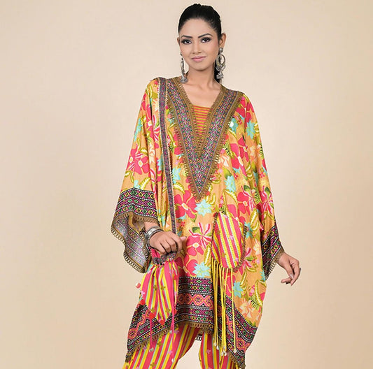 Multicolor Digital Printed Spanish Silk Co-Ord Set