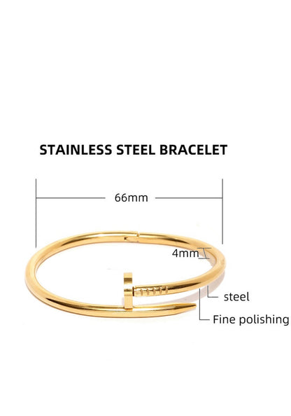 Anti-Tarnish 18K Gold Plated Carto Stainless Steel Nail Cuff Bracelet