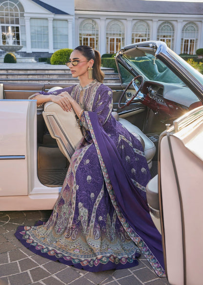 Designer Partywear Purple Floor Length Printed Crepe Anarkali