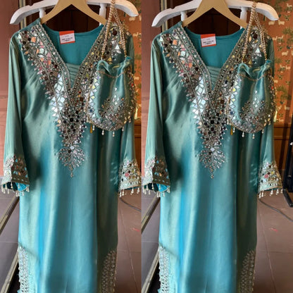 Designer Partywear Pakistani Jalabiya Kaftan Long Dress