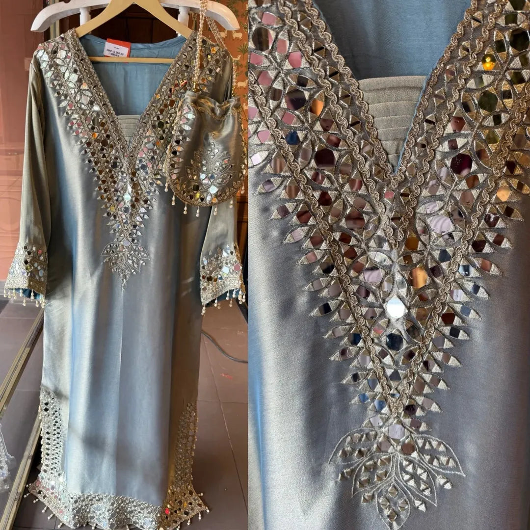 Designer Partywear Pakistani Jalabiya Kaftan Long Dress