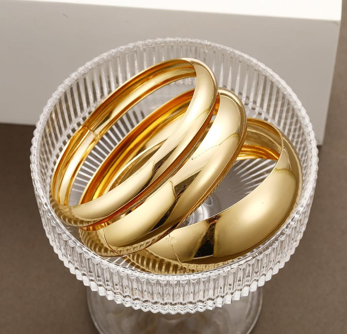 Anti-Tarnish 18K Gold Plated Oversized Set of 3 Bangles