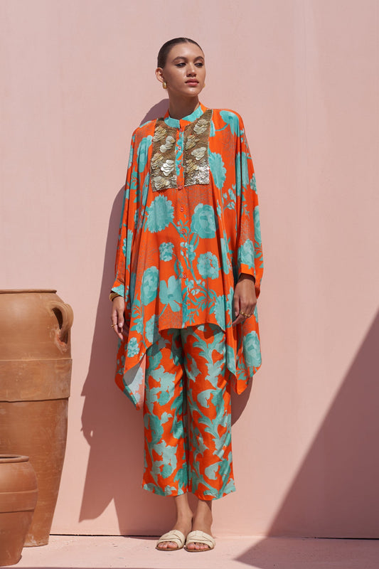 Orange Moroccan Kaftan Style Co-ord Set