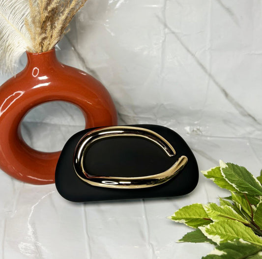 Designer Sculpted Handle C Clutch With Sling