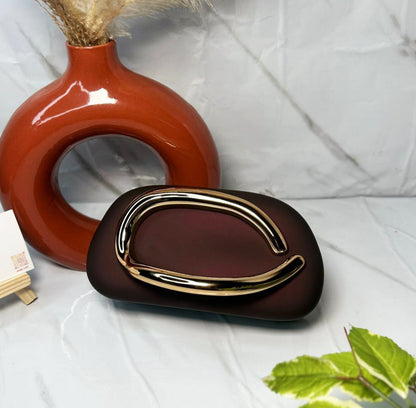 Designer Sculpted Handle C Clutch With Sling