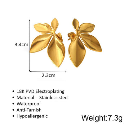 Partywear Celebrity Designer 18K Gold Plated Leaf Earrings for Women