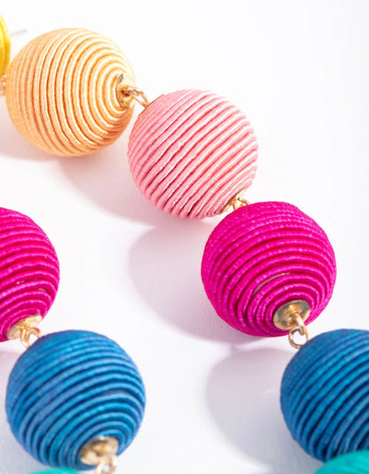 Designer Thread Wrapped Multicolour Drop Earrings