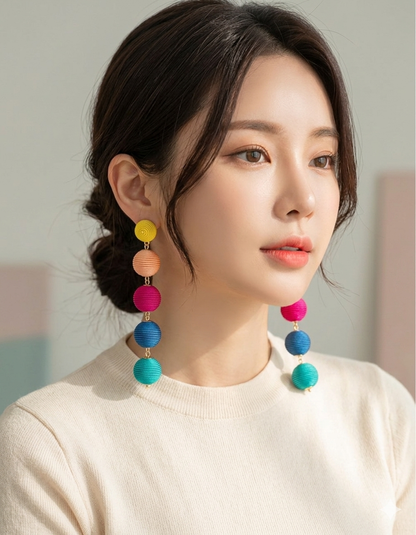 Designer Thread Wrapped Multicolour Drop Earrings