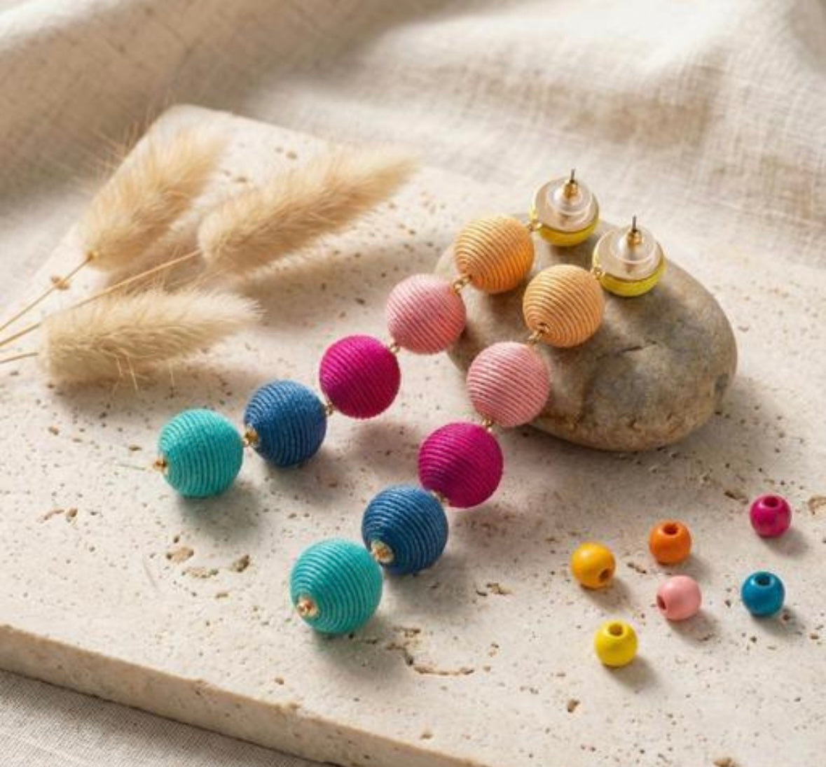 Designer Thread Wrapped Multicolour Drop Earrings