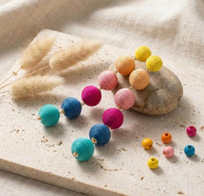 Designer Thread Wrapped Multicolour Drop Earrings