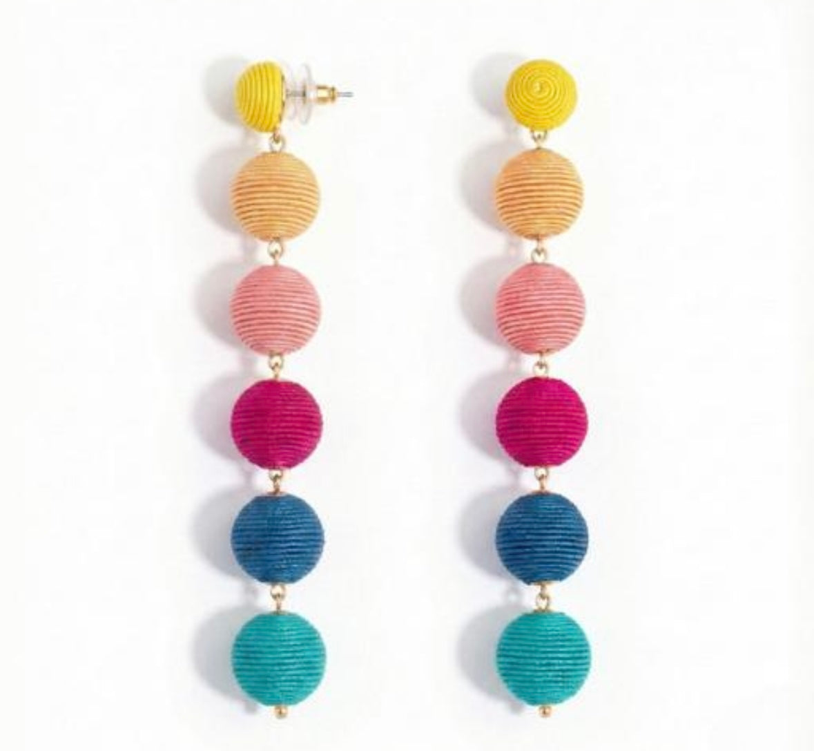 Designer Thread Wrapped Multicolour Drop Earrings