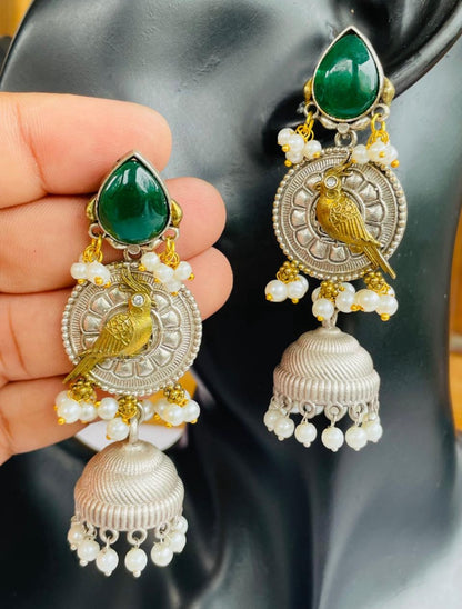 Partywear Designer Dual Tone Earrings for Women