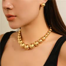 Luxury Bold and Gold Beads Statement Necklace