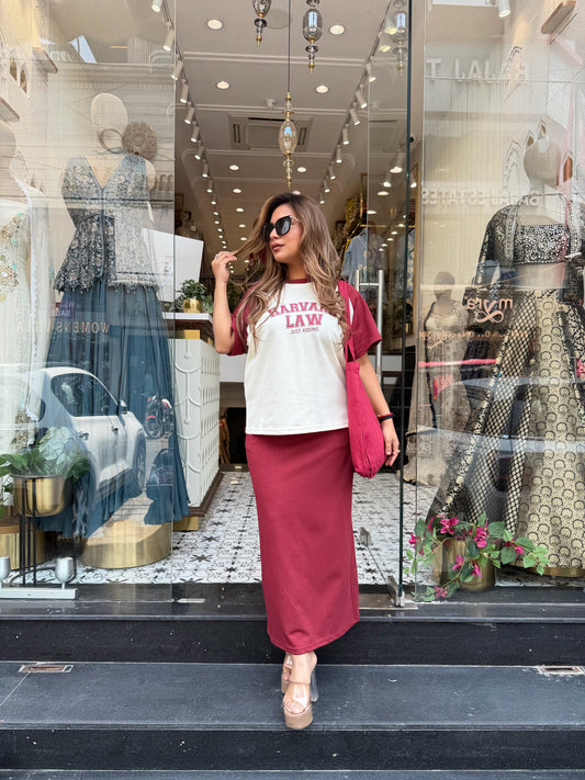 Imported Trendy Skirt and Top 2 pcs Co-ord Set Stretchable