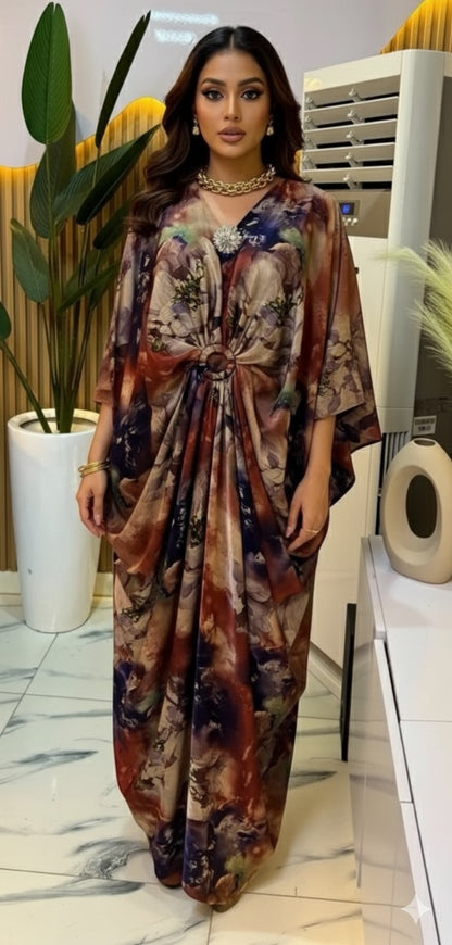 Imported Premium Satin Kaftan With Detachable Rhinestone Brooch