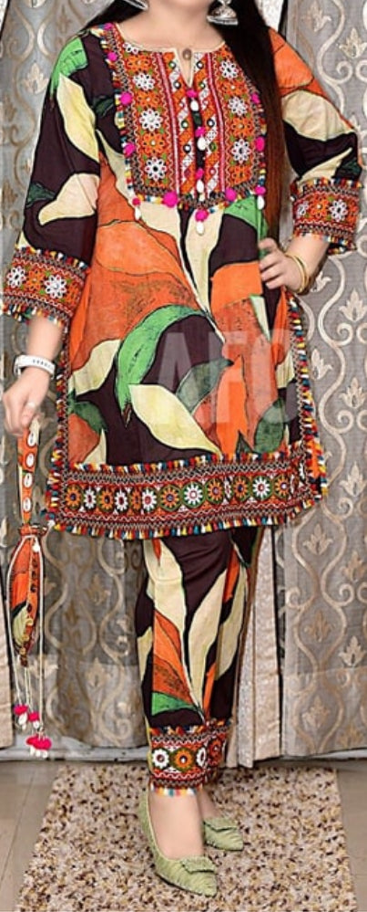 Multicolor Pure Cotton Boho Co-ord Set