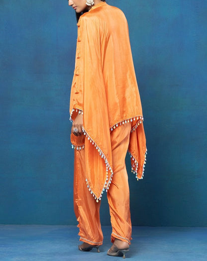 Orange Crepe Kaftan Tunic Set
