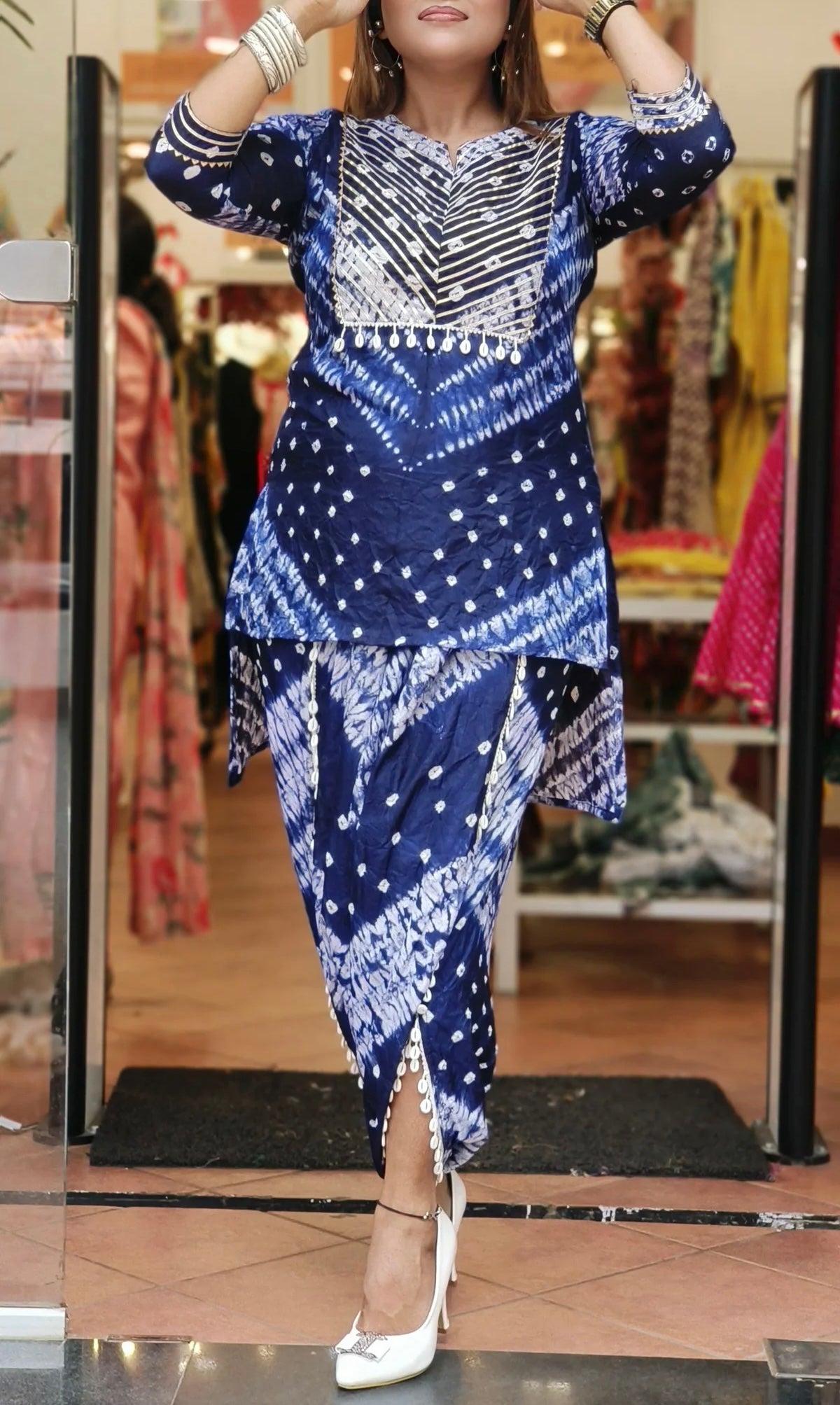 Gota Bandhej Blue Coord set