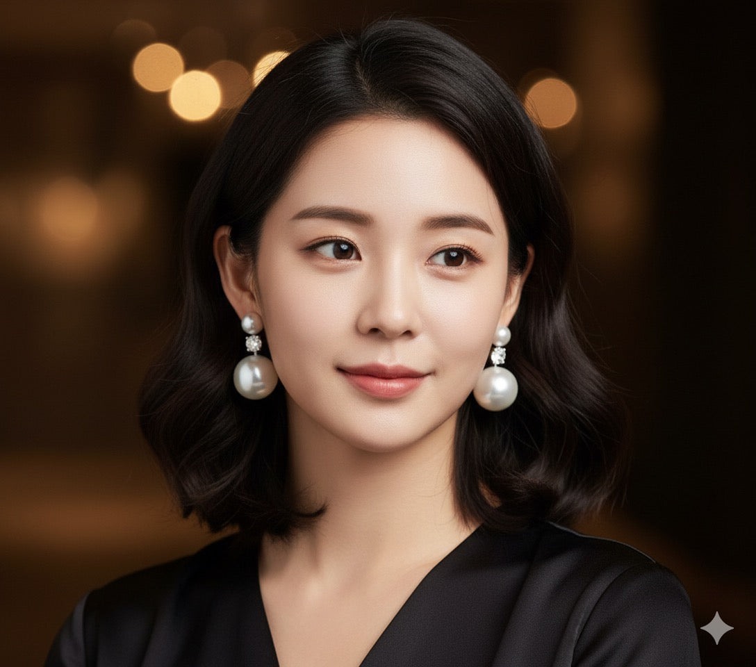 Partywear Celebrity Designer Duo Pearl And Diamond Drop Earrings