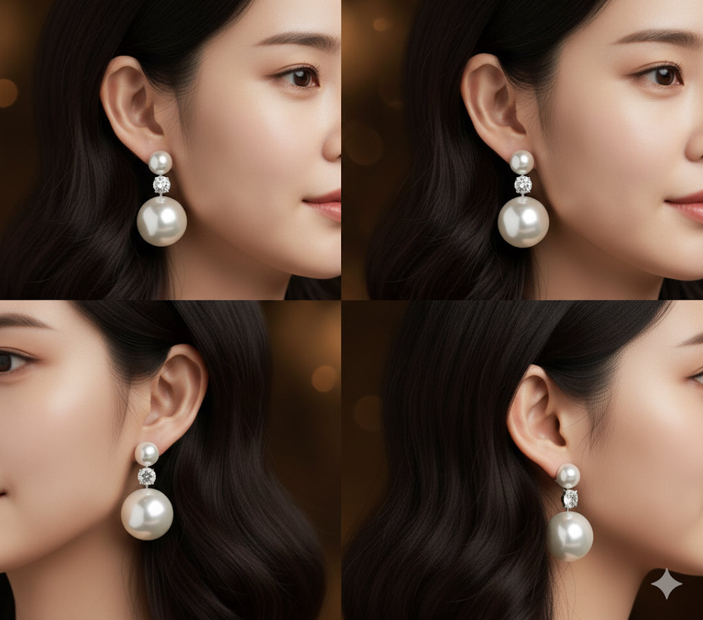 Partywear Celebrity Designer Duo Pearl And Diamond Drop Earrings