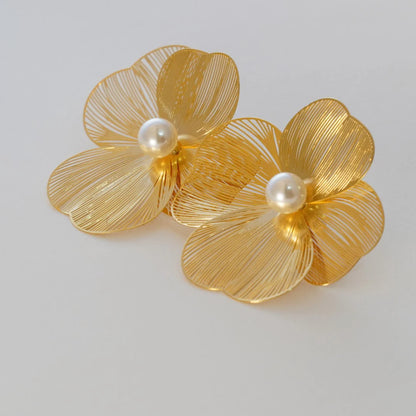 Partywear Celebrity Designer Floral Filgree Earrings for Women - 18K Gold Plated