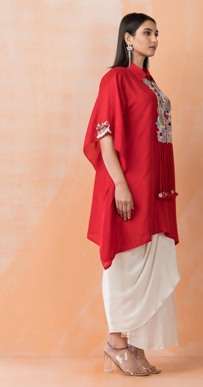 Partywear designer kaftan tunic with dhoti skirt