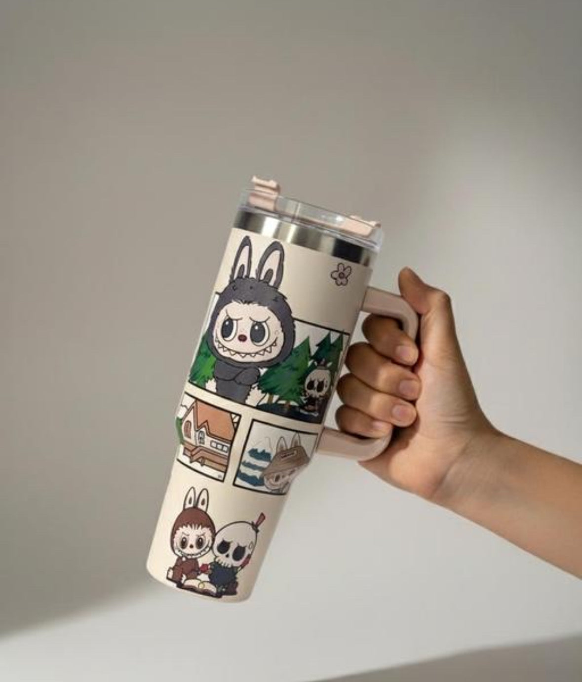 Trendy Insulated Labubu Tumbler With Handle