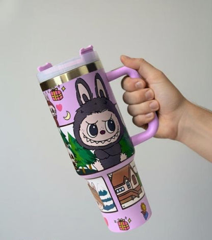 Trendy Insulated Labubu Tumbler With Handle