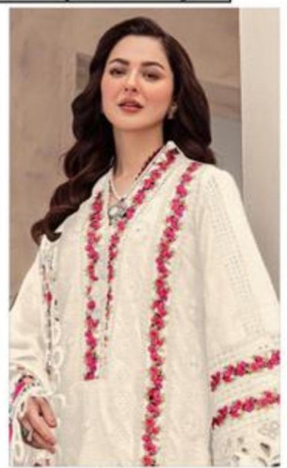 White Georgette Embroidery And Sequins Work Pakistani Suit
