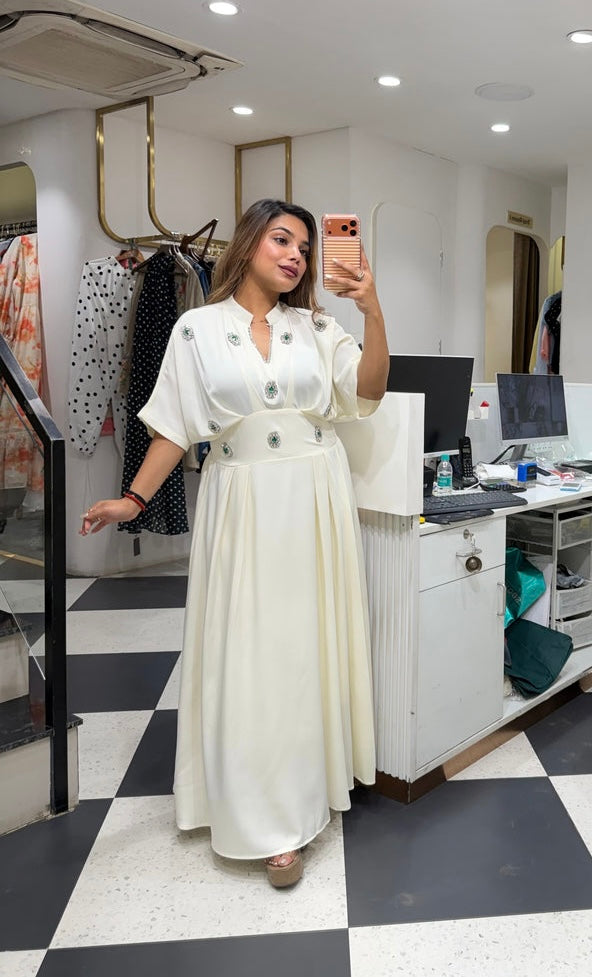 Imported Designer Partywear Rhinestone Embellished Long Maxi Dress