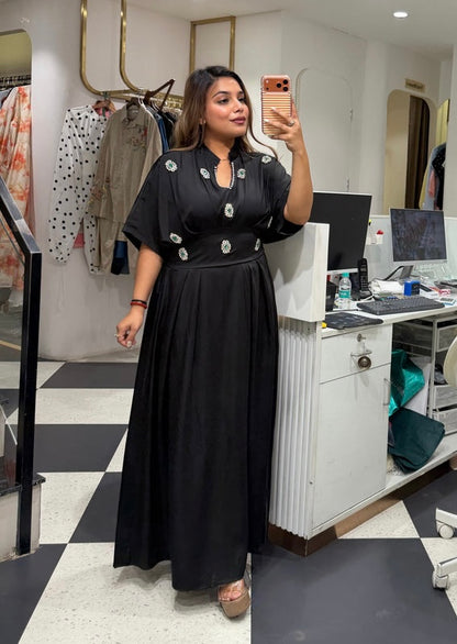 Imported Designer Partywear Rhinestone Embellished Long Maxi Dress
