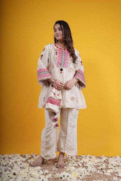 Partywear pure shimmer tissue designer gota patti coord set
