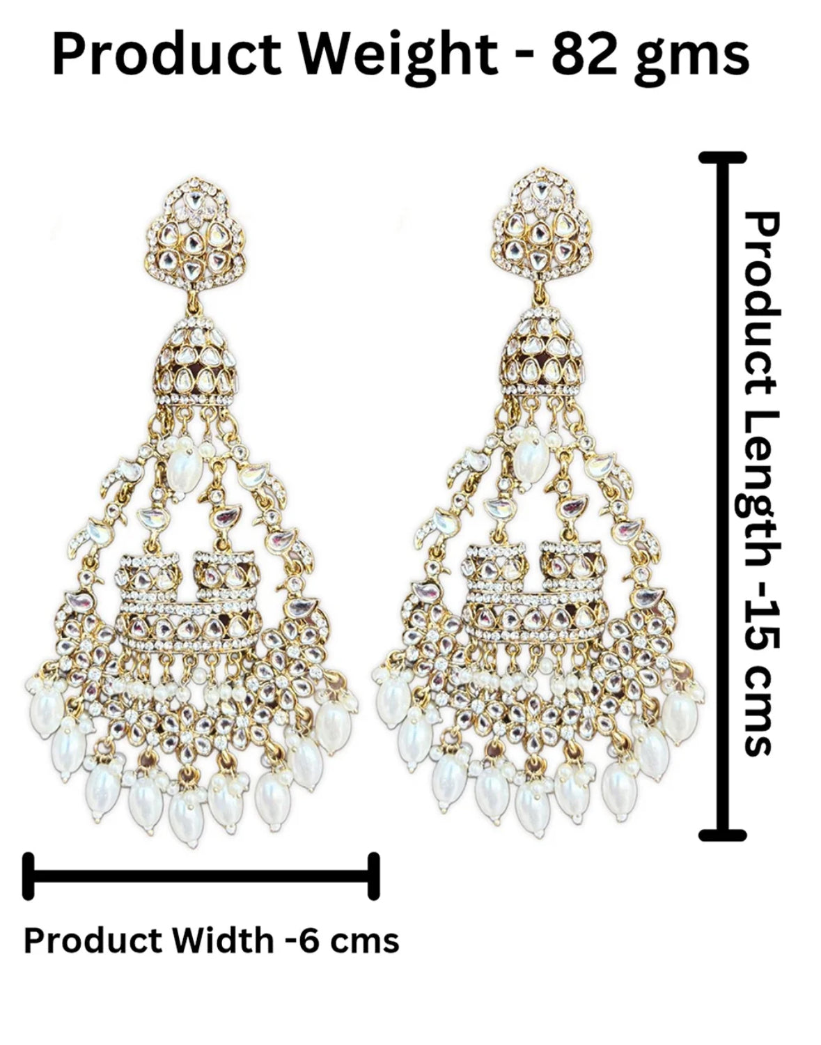 Designer Partywear Kundan MultiColour Long Dangler Pearl Earrings
