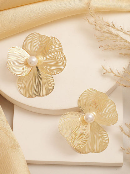 Partywear Celebrity Designer Floral Filgree Earrings for Women - 18K Gold Plated