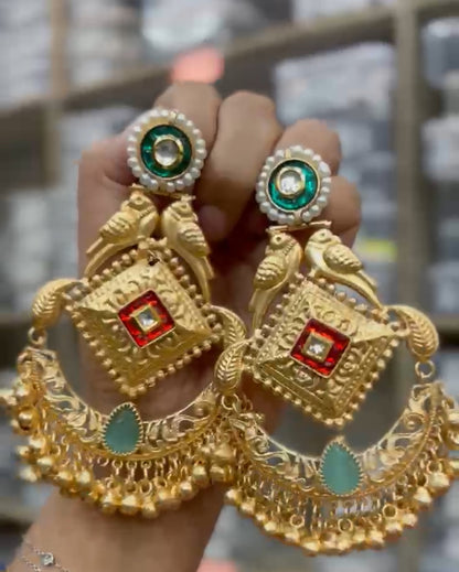 Partywear Designer Brass Base Earrings for Women