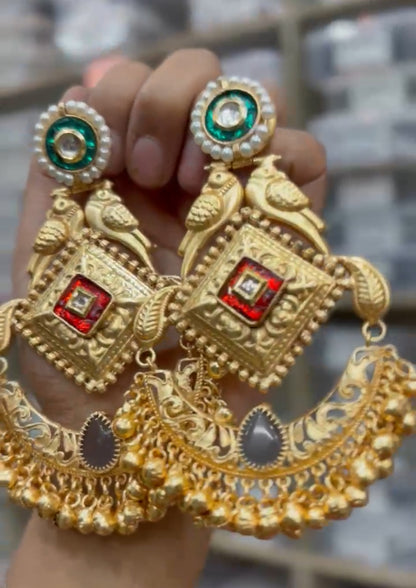 Partywear Designer Brass Base Earrings for Women