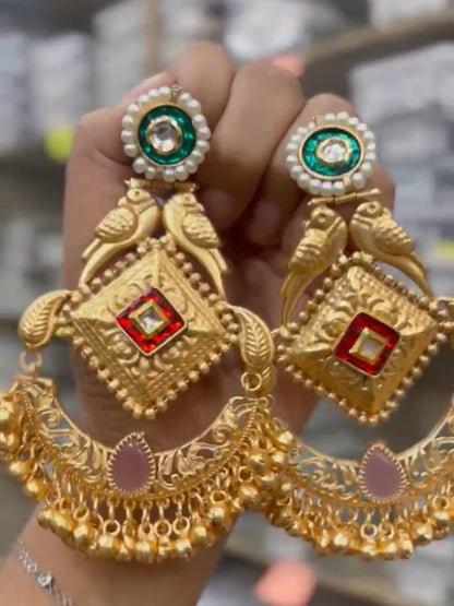 Partywear Designer Brass Base Earrings for Women