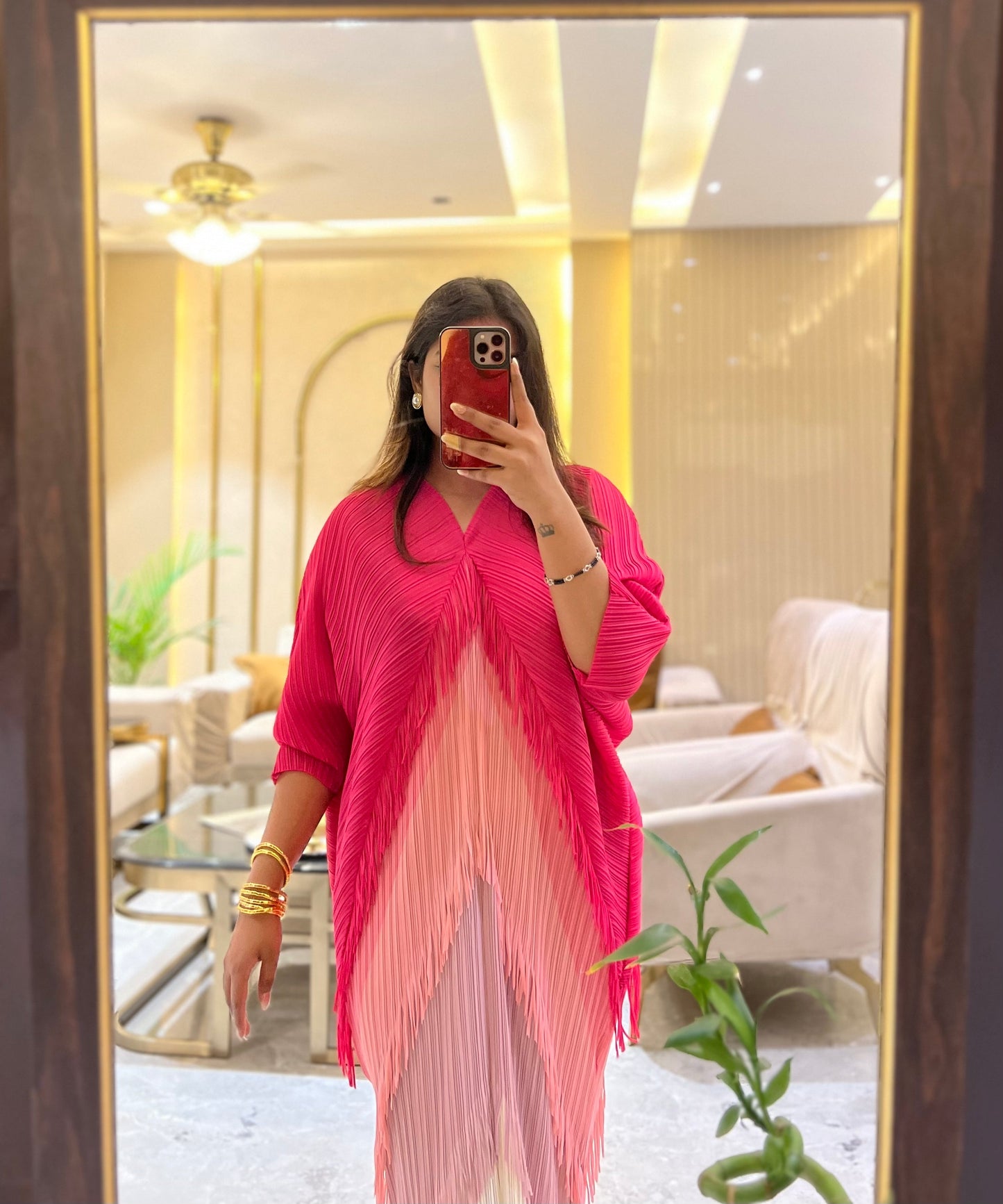 Imported Colour Blocked Ombre Pleated Fringe