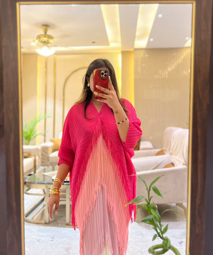 Imported Colour Blocked Ombre Pleated Fringe