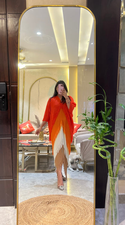 Imported Colour Blocked Ombre Pleated Fringe