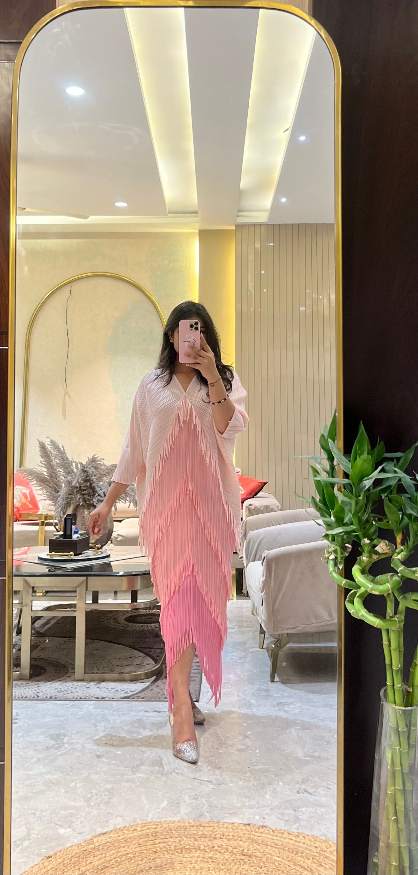 Imported Colour Blocked Ombre Pleated Fringe